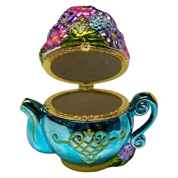 Christopher Radko 6" Hinged Porcelain Trinket Teapot 2006 Spring Bouquet MIB - Picture 3 of 15
